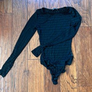 Black sheer mesh bodysuit